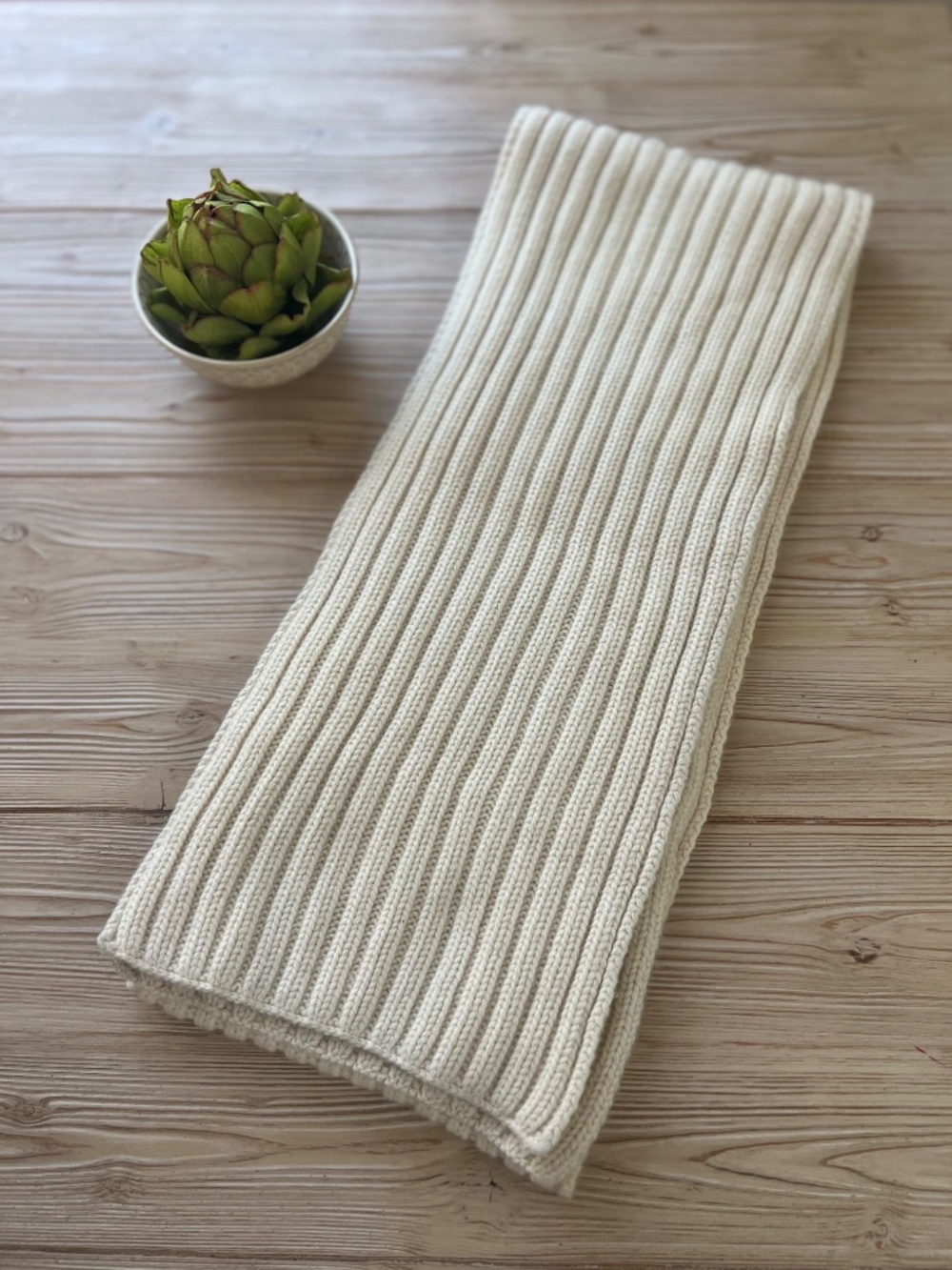 Loro Piana Baby Cashmere Scarf Ivory Rib Knit - Picture 3 of 6